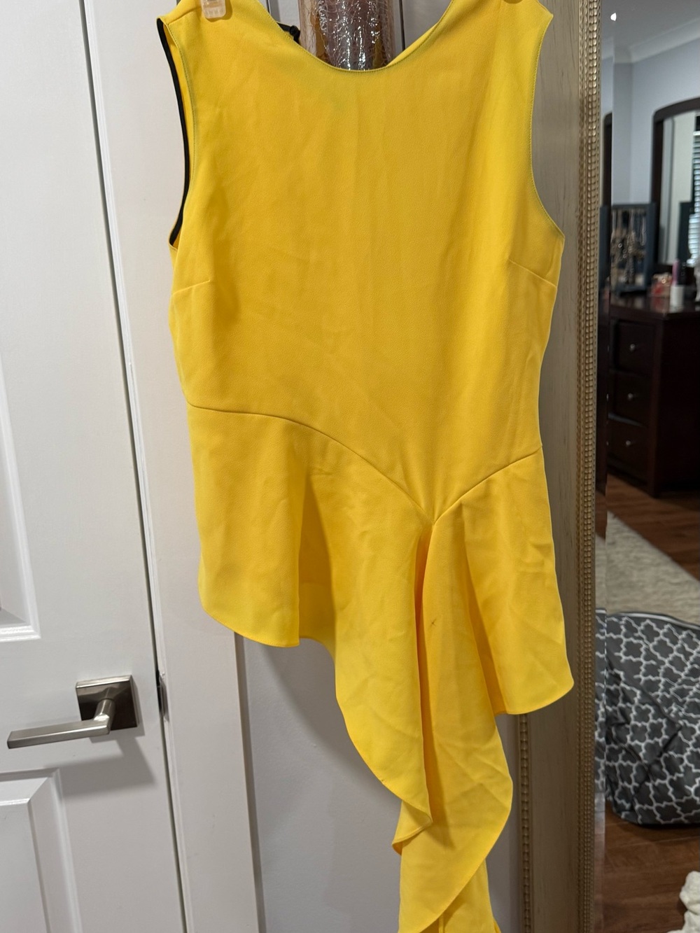 Zara Bright Yellow Asymmetric Peplum Tank Top